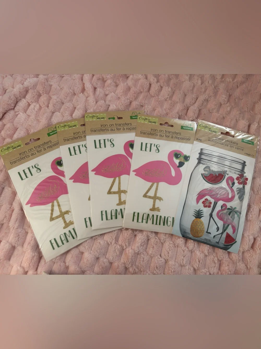 Pink Flamingo Iron-On Transfers - Set of Party Decals